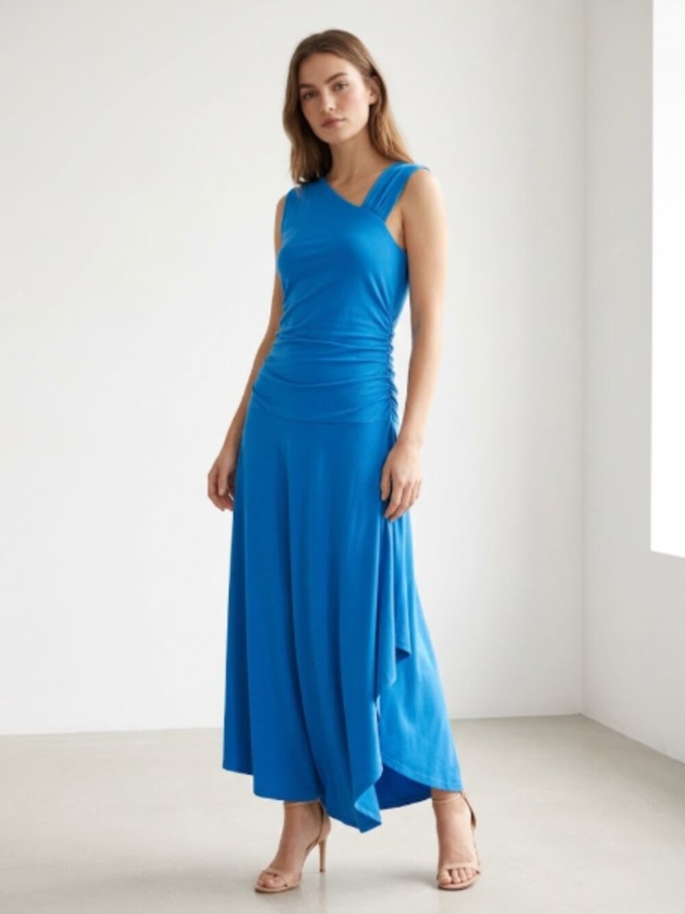 Abercrombie & Fitch Vibrant Teal Blue Asymmetrical One-Shoulder Dress M 0915